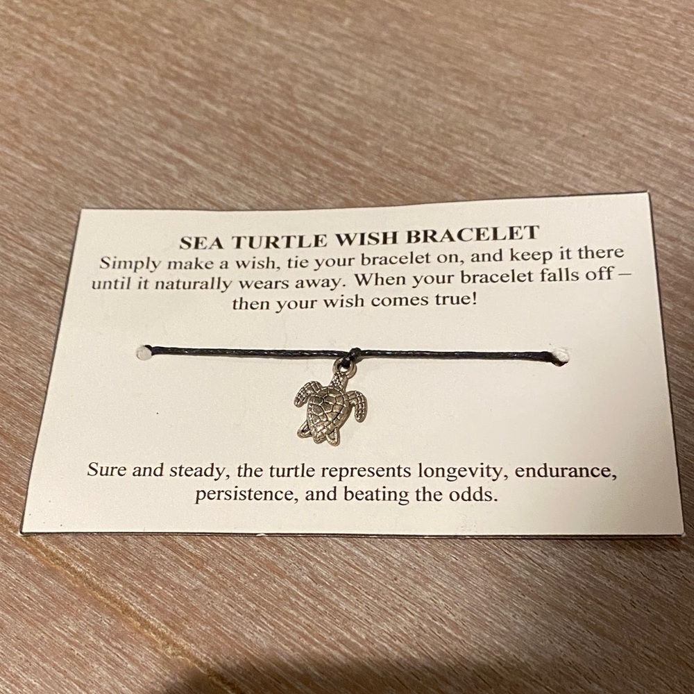 Sea Turtle Wish Bracelet Black BNWT
